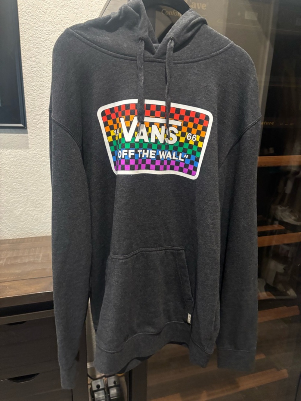 Vans Charcoal Hoodie with Rainbow Check Logo